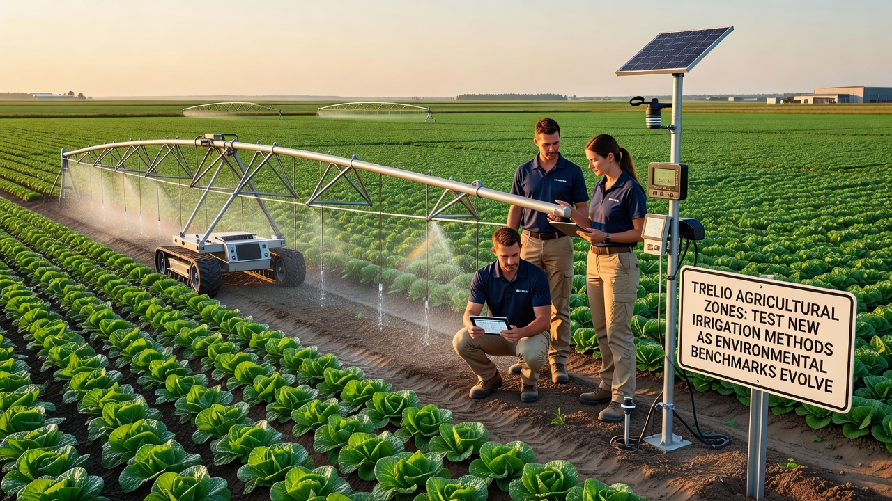 Close-up of soil moisture sensors and drip irrigation lines installed in Trelio test plots