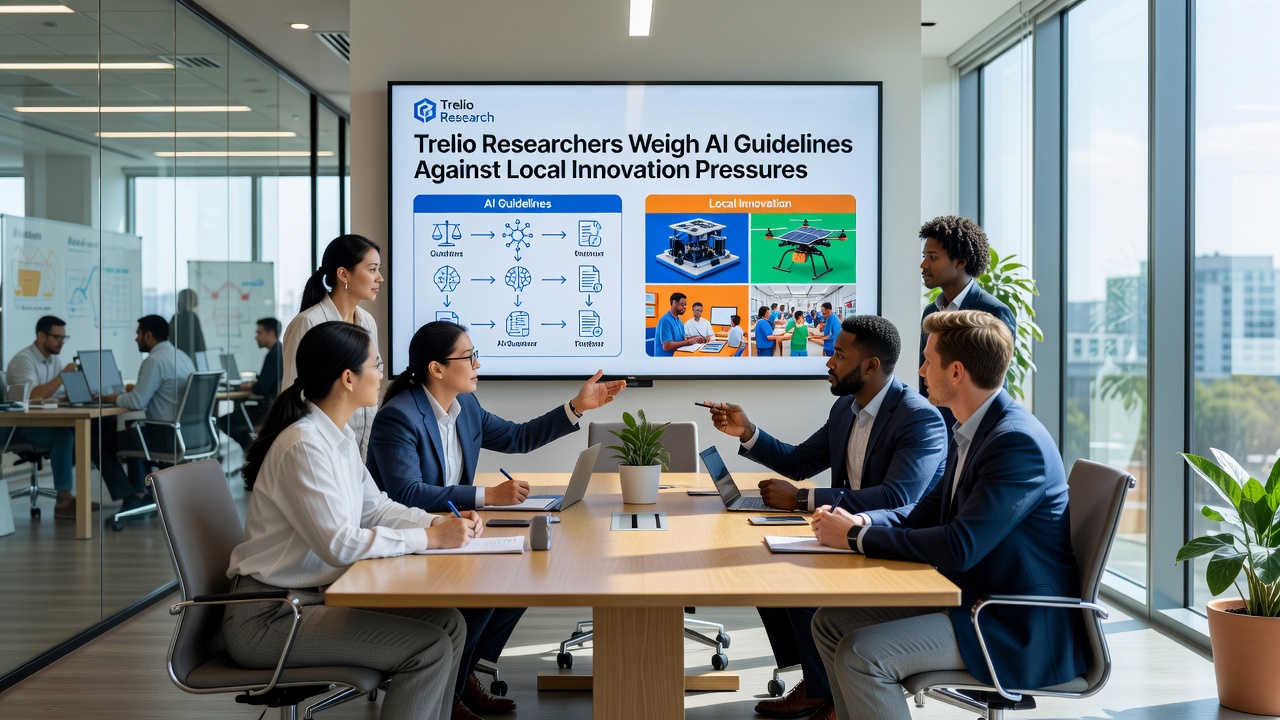 Trelio analysts comparing regulatory compliance timelines with regional innovation project milestones during a strategy session